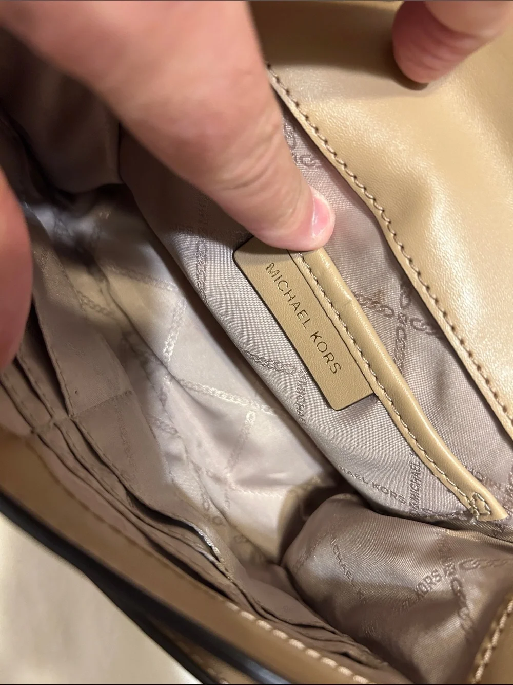 Michael Kors Taupe Crossbody Bag with Gold Chain